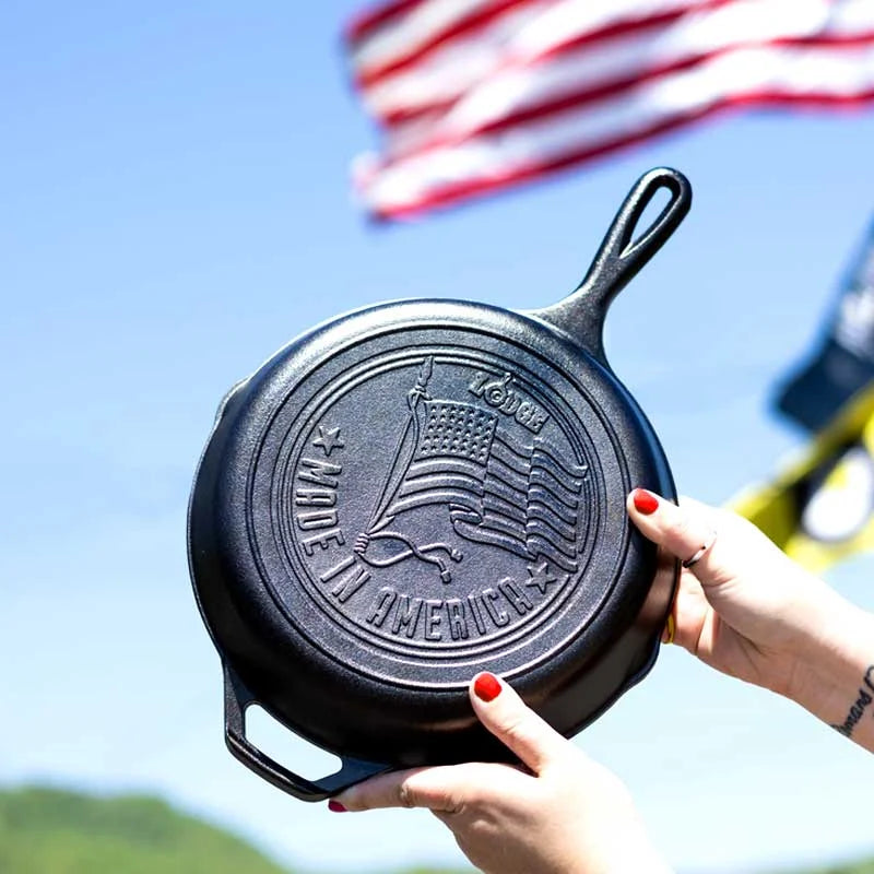 10.25 Inch Seasoned Cast Iron American Flag Skillet